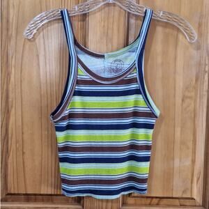 Urban Outfitters Crop Tank Top Women's Medium Striped Lightweight Rave Coachella